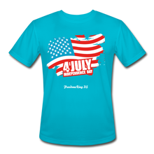 Load image into Gallery viewer, JULY 4TH FLAG - Men’s Moisture Wicking Performance T-Shirt - turquoise
