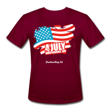 Load image into Gallery viewer, JULY 4TH FLAG - Men’s Moisture Wicking Performance T-Shirt - burgundy
