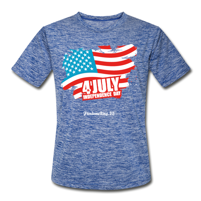 JULY 4TH FLAG - Men’s Moisture Wicking Performance T-Shirt - heather blue