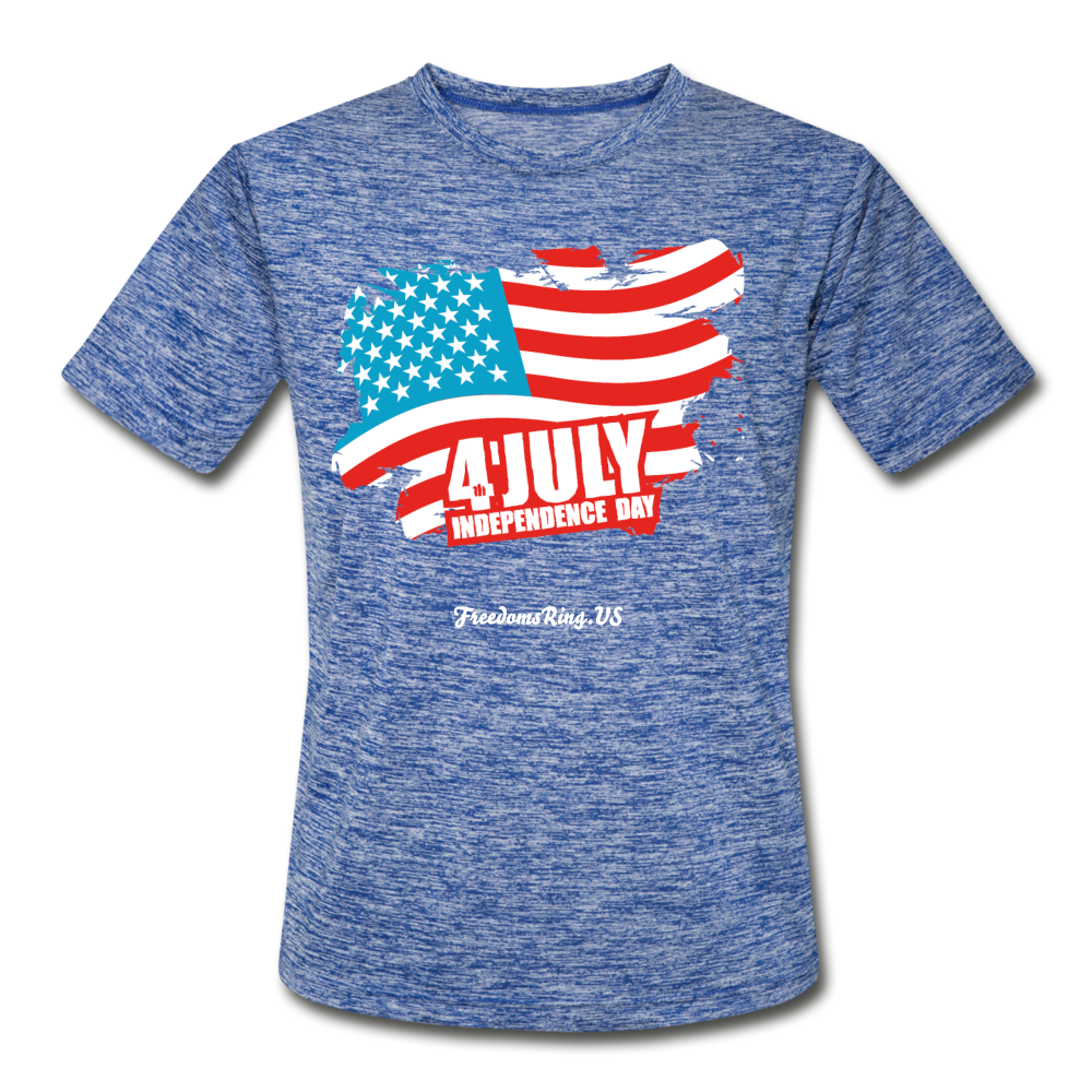 JULY 4TH FLAG - Men’s Moisture Wicking Performance T-Shirt - heather blue