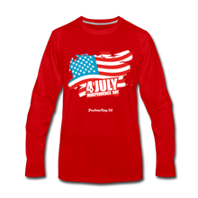 Load image into Gallery viewer, JULY 4TH FLAG - Men&#39;s Premium Long Sleeve T-Shirt - red
