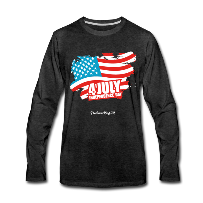 JULY 4TH FLAG - Men's Premium Long Sleeve T-Shirt - charcoal gray