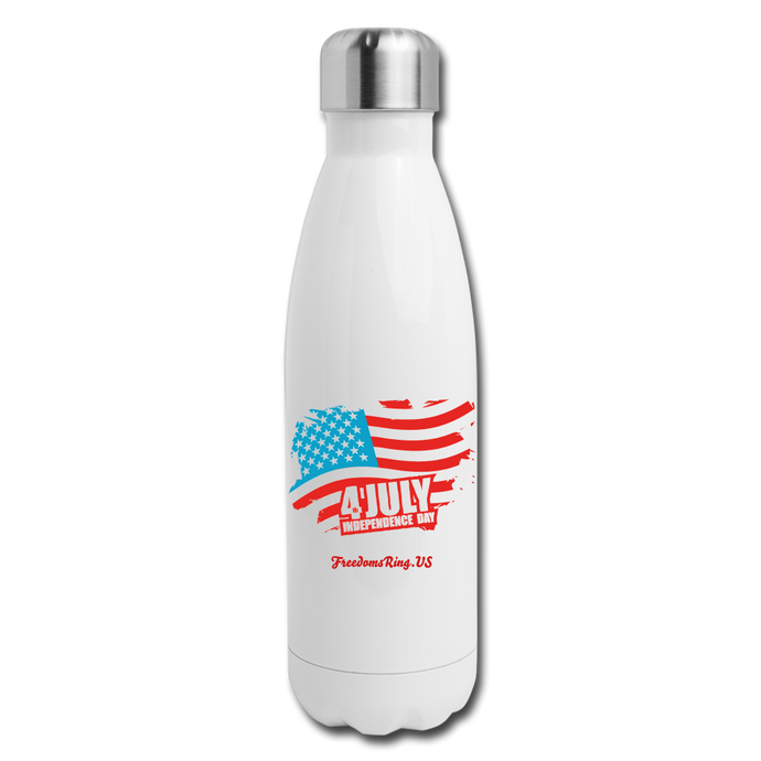 JULY 4TH FLAG - Insulated Stainless Steel Water Bottle - white