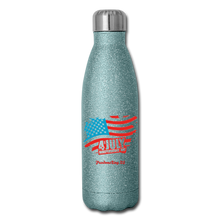 Load image into Gallery viewer, JULY 4TH FLAG - Insulated Stainless Steel Water Bottle - turquoise glitter
