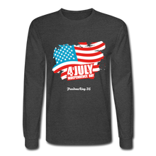 Load image into Gallery viewer, JULY 4TH FLAG - Men&#39;s Long Sleeve T-Shirt - heather black
