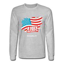 Load image into Gallery viewer, JULY 4TH FLAG - Men&#39;s Long Sleeve T-Shirt - heather gray
