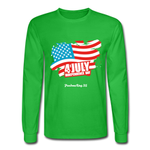 Load image into Gallery viewer, JULY 4TH FLAG - Men&#39;s Long Sleeve T-Shirt - bright green
