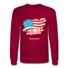 Load image into Gallery viewer, JULY 4TH FLAG - Men&#39;s Long Sleeve T-Shirt - dark red
