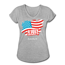 Load image into Gallery viewer, JULY 4TH FLAG - Women&#39;s Tri-Blend V-Neck T-Shirt - heather gray
