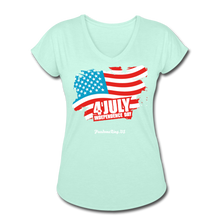 Load image into Gallery viewer, JULY 4TH FLAG - Women&#39;s Tri-Blend V-Neck T-Shirt - mint
