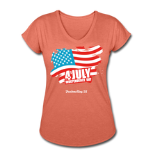 Load image into Gallery viewer, JULY 4TH FLAG - Women&#39;s Tri-Blend V-Neck T-Shirt - heather bronze
