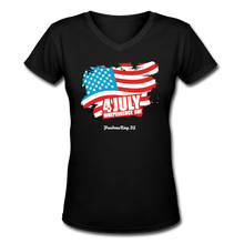 Load image into Gallery viewer, JULY 4TH FLAG - Women&#39;s V-Neck T-Shirt - black
