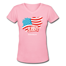 Load image into Gallery viewer, JULY 4TH FLAG - Women&#39;s V-Neck T-Shirt - pink
