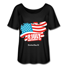 Load image into Gallery viewer, JULY 4TH FLAG - Women’s Flowy T-Shirt - black
