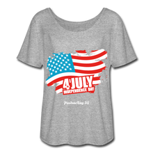 Load image into Gallery viewer, JULY 4TH FLAG - Women’s Flowy T-Shirt - heather gray
