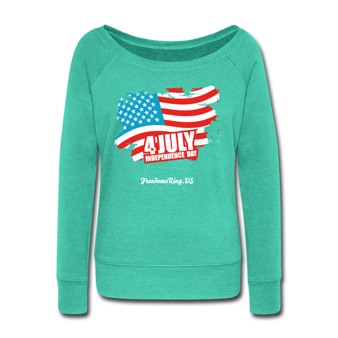 JULY 4TH FLAG - Women's Wideneck Sweatshirt - teal