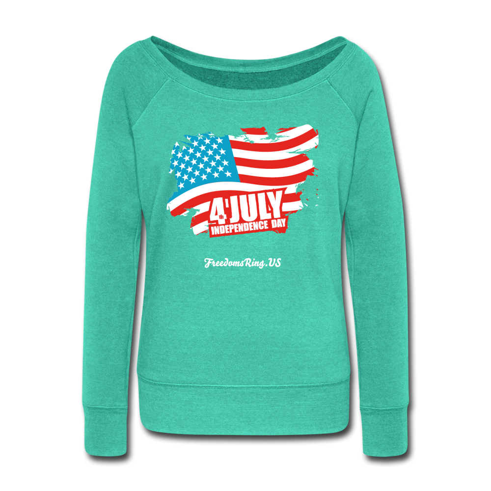 JULY 4TH FLAG - Women's Wideneck Sweatshirt - teal