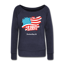 Load image into Gallery viewer, JULY 4TH FLAG - Women&#39;s Wideneck Sweatshirt - melange navy
