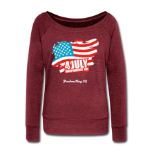 Load image into Gallery viewer, JULY 4TH FLAG - Women&#39;s Wideneck Sweatshirt - cardinal triblend
