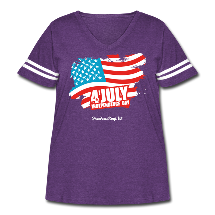 JULY 4TH FLAG - Women's Curvy Vintage Sport T-Shirt - vintage purple/white