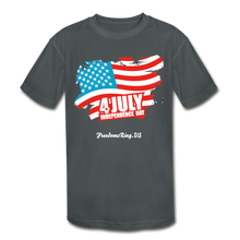 Load image into Gallery viewer, JULY 4TH FLAG - Kids&#39; Moisture Wicking Performance T-Shirt - charcoal
