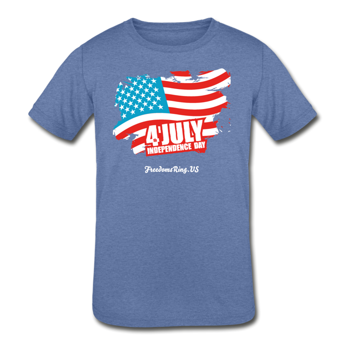 JULY 4TH FLAG - Kids' Tri-Blend T-Shirt - heather Blue