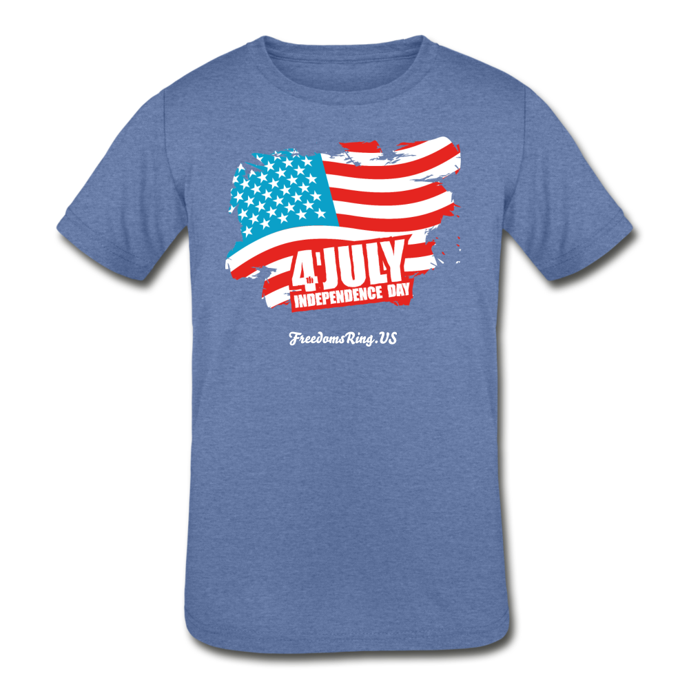 JULY 4TH FLAG - Kids' Tri-Blend T-Shirt - heather Blue