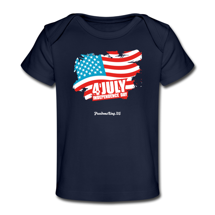 JULY 4TH FLAG - Organic Baby T-Shirt - dark navy