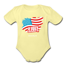 Load image into Gallery viewer, JULY 4TH FLAG - Organic Short Sleeve Baby Bodysuit - washed yellow
