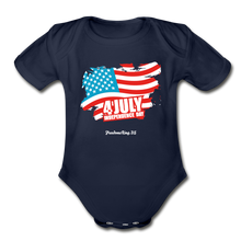 Load image into Gallery viewer, JULY 4TH FLAG - Organic Short Sleeve Baby Bodysuit - dark navy
