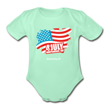 Load image into Gallery viewer, JULY 4TH FLAG - Organic Short Sleeve Baby Bodysuit - light mint
