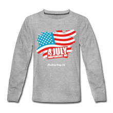 Load image into Gallery viewer, JULY 4TH FLAG - Kids&#39; Premium Long Sleeve T-Shirt - heather gray
