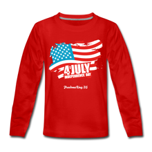 Load image into Gallery viewer, JULY 4TH FLAG - Kids&#39; Premium Long Sleeve T-Shirt - red
