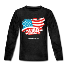 Load image into Gallery viewer, JULY 4TH FLAG - Kids&#39; Premium Long Sleeve T-Shirt - charcoal gray
