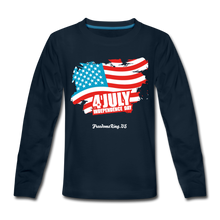 Load image into Gallery viewer, JULY 4TH FLAG - Kids&#39; Premium Long Sleeve T-Shirt - deep navy
