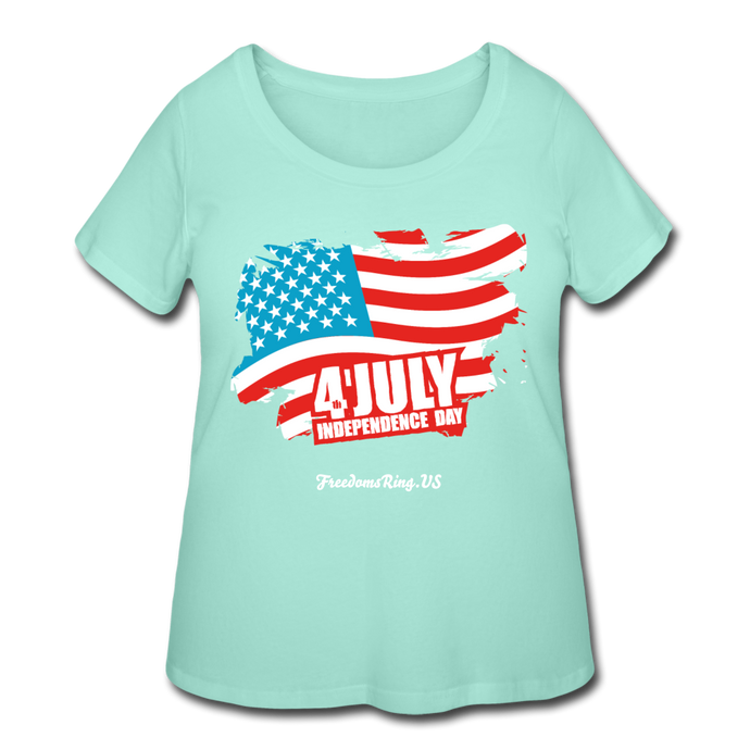 JULY 4TH FLAG - Women’s Curvy T-Shirt - mint