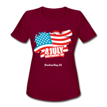 Load image into Gallery viewer, JULY 4TH FLAG - Women&#39;s Moisture Wicking Performance T-Shirt - burgundy
