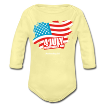 Load image into Gallery viewer, JULY 4TH FLAG - Organic Long Sleeve Baby Bodysuit - washed yellow
