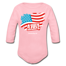 Load image into Gallery viewer, JULY 4TH FLAG - Organic Long Sleeve Baby Bodysuit - light pink
