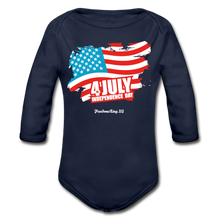 Load image into Gallery viewer, JULY 4TH FLAG - Organic Long Sleeve Baby Bodysuit - dark navy
