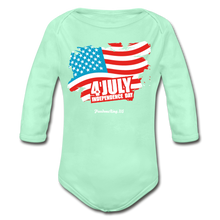 Load image into Gallery viewer, JULY 4TH FLAG - Organic Long Sleeve Baby Bodysuit - light mint
