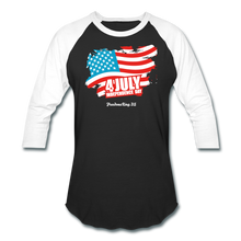 Load image into Gallery viewer, JULY 4TH FLAG - Baseball T-Shirt - black/white
