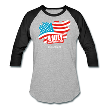 Load image into Gallery viewer, JULY 4TH FLAG - Baseball T-Shirt - heather gray/black
