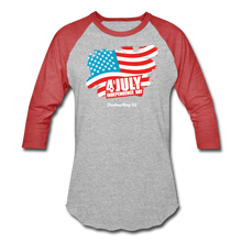 Load image into Gallery viewer, JULY 4TH FLAG - Baseball T-Shirt - heather gray/red
