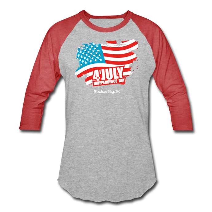 JULY 4TH FLAG - Baseball T-Shirt - heather gray/red