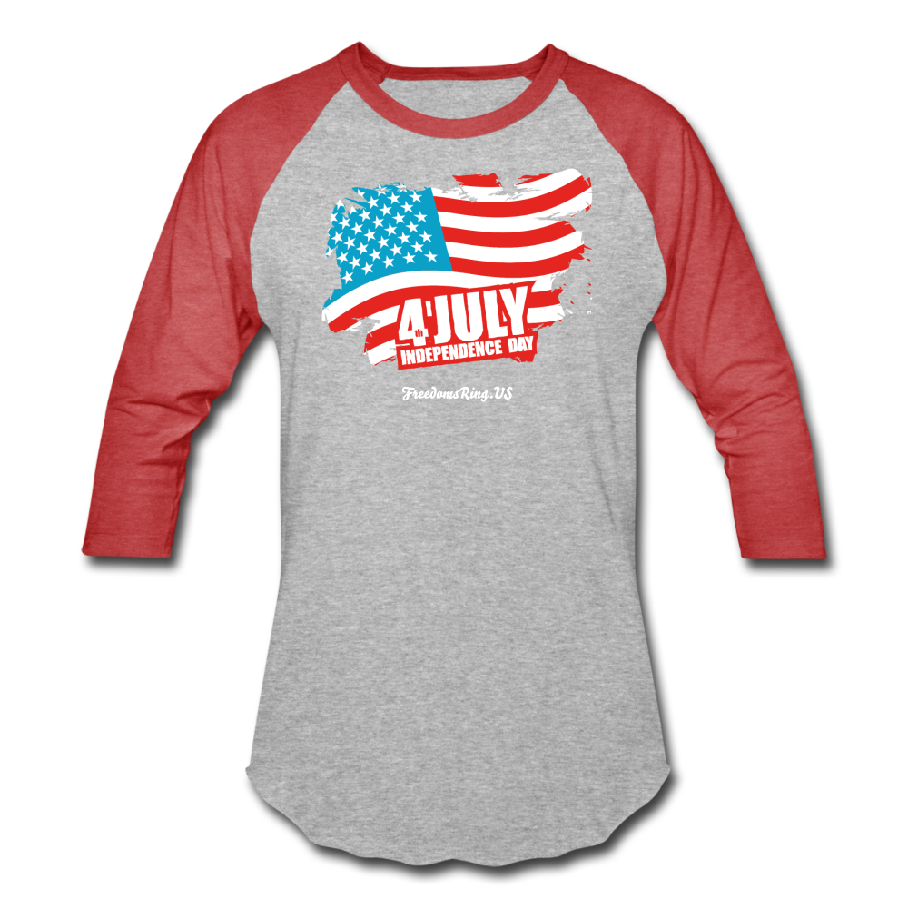 JULY 4TH FLAG - Baseball T-Shirt - heather gray/red