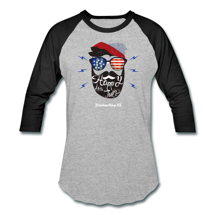 HAPPY 4TH BEARDSICLE! - Baseball T-Shirt - heather gray/black