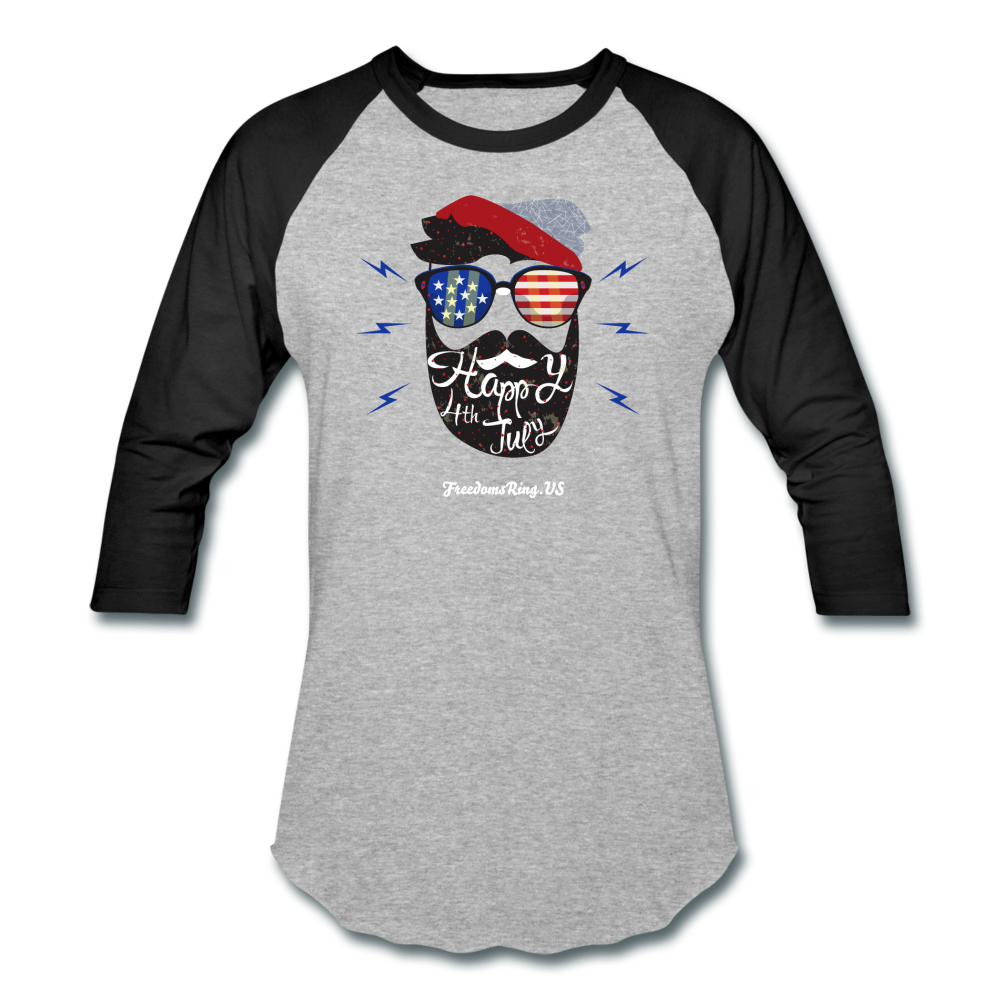 HAPPY 4TH BEARDSICLE! - Baseball T-Shirt - heather gray/black