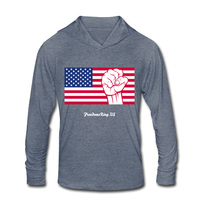 USA STRONG - Unisex Tri-Blend Hoodie Shirt - heather blue