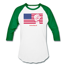 Load image into Gallery viewer, USA STRONG - Baseball T-Shirt - white/kelly green
